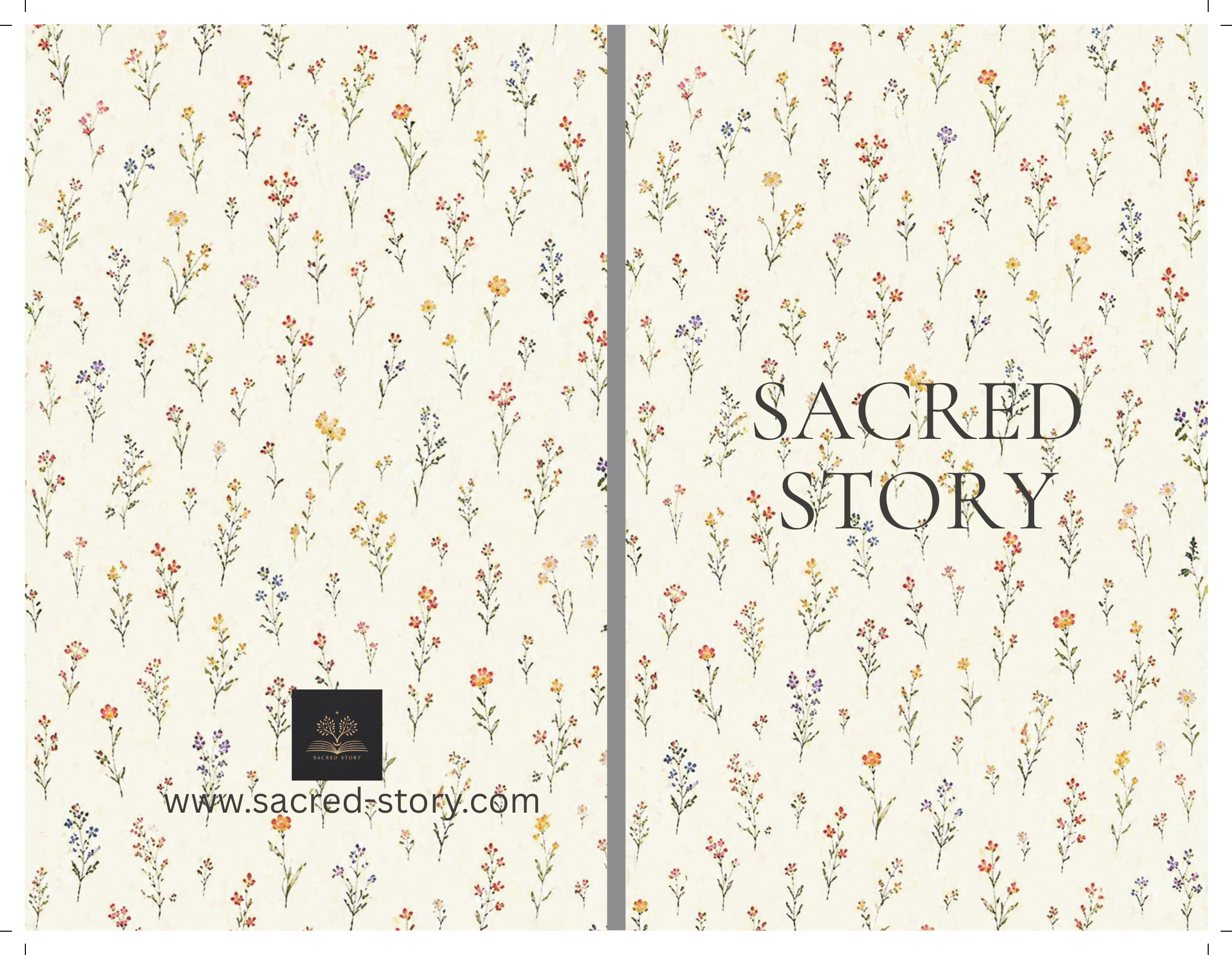 Wildflower cover spread for the printed Sacred Story book.